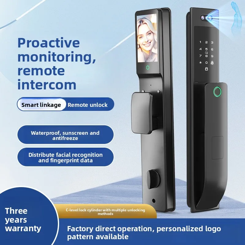Smart Door Lock Fingerprint Password Lock Outdoor Waterproof Facial Recognition Smart Lock Palm Vein Visual Cat Eye Intercom
Smart Door Lock Fingerprint Password Lock Outdoor Waterproof Facial Recognition Smart Lock Palm Vein Visual Cat Eye Intercom