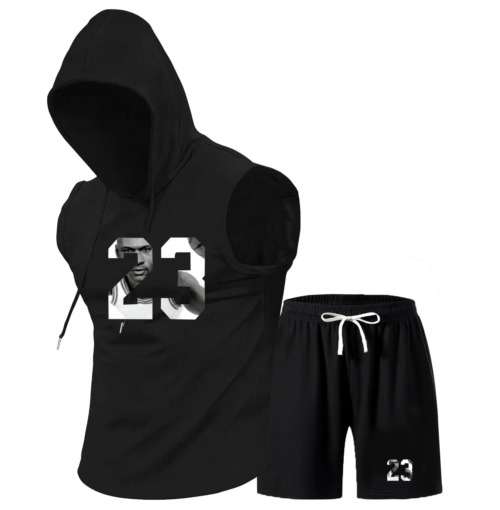 Summer New Men's Sleeveless Hooded T-shirt+shorts pants Sports two-piece set gym Fashion Casual Men Women Sports Two Piece Set
Summer New Men's Sleeveless Hooded T-shirt+shorts pants Sports two-piece set gym Fashion Casual Men Women Sports Two Piece Set