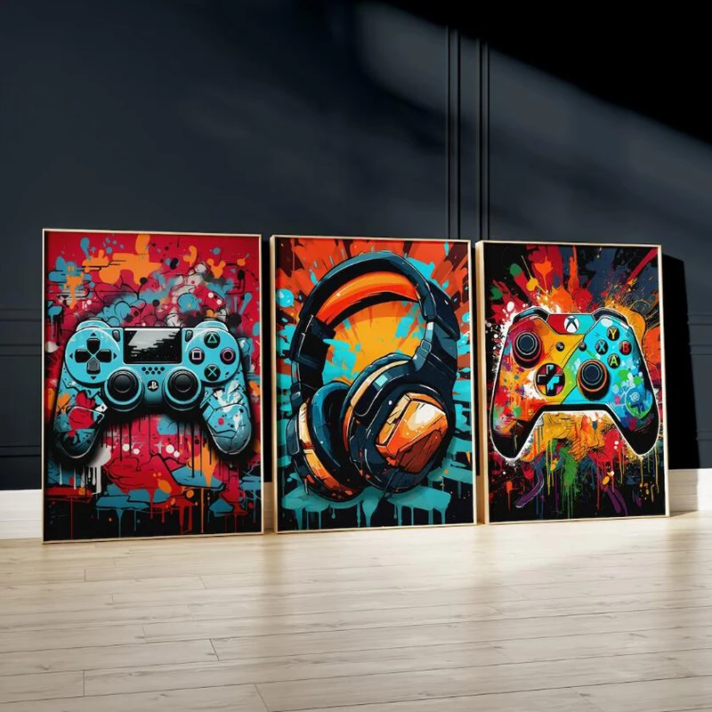 Abstract Game Controller Headphone Poster Printed Graffiti Popular Wall Art Canvas Painting Pictures for Boy Bedrooms Home Decor
Abstract Game Controller Headphone Poster Printed Graffiti Popular Wall Art Canvas Painting Pictures for Boy Bedrooms Home Decor