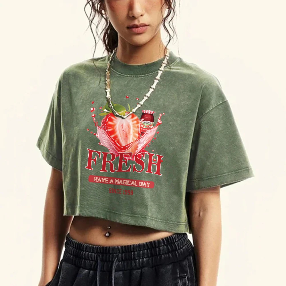 Fresh Canned Strawberries Printing Female T Shirt Washed Street Hip Hop Short Sleeve Fitness Tee Tops Crewneck Cotton T-Shirts
Fresh Canned Strawberries Printing Female T Shirt Washed Street Hip Hop Short Sleeve Fitness Tee Tops Crewneck Cotton T-Shirts