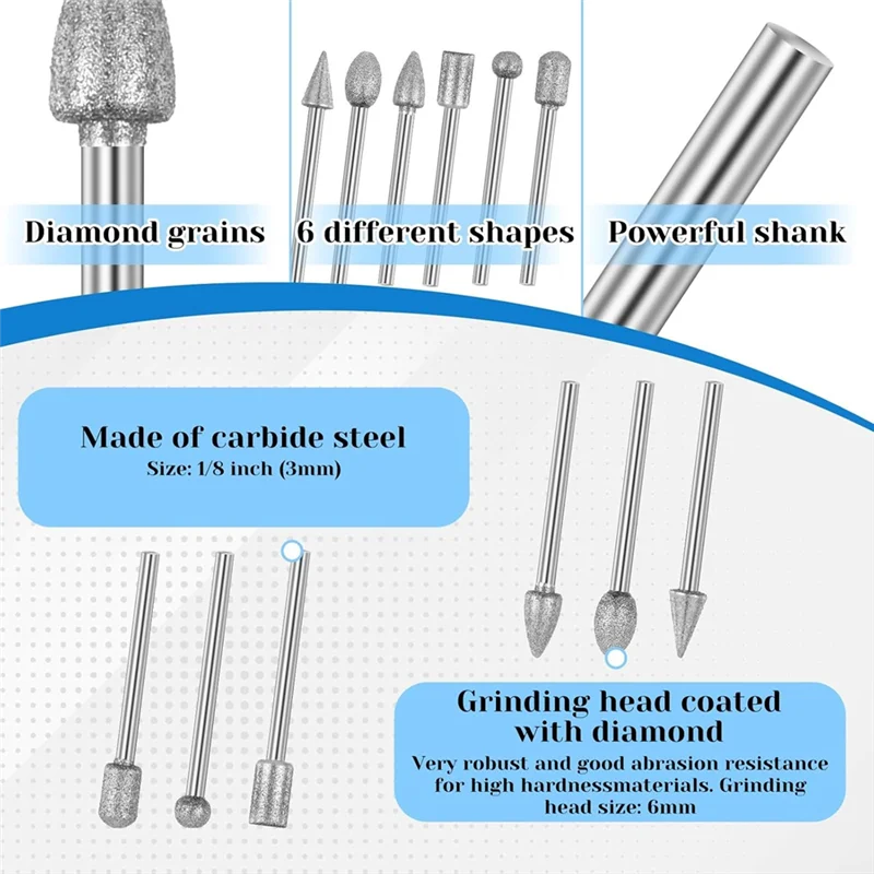 SEWS-Drill Grinding Bit Set 20 Pcs Stone Carving Tools Set With 1/8 Inch Shank For Carving, Engraving, Glass, Jewelry
SEWS-Drill Grinding Bit Set 20 Pcs Stone Carving Tools Set With 1/8 Inch Shank For Carving, Engraving, Glass, Jewelry