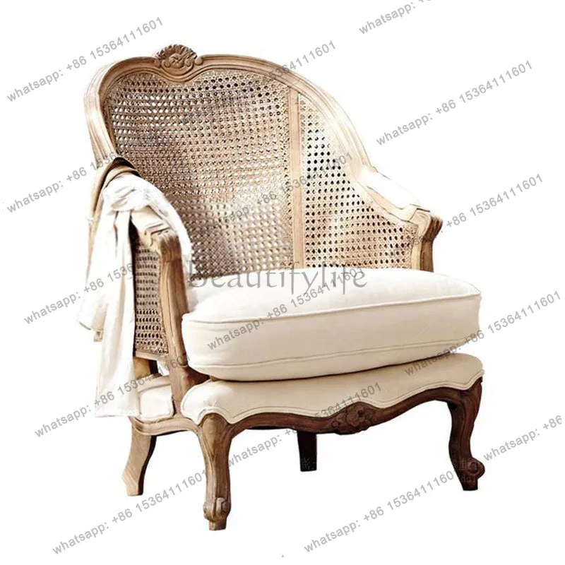 European solid wood carving flower single sofa chair, retro rattan back armrest casual tiger chair
European solid wood carving flower single sofa chair, retro rattan back armrest casual tiger chair
