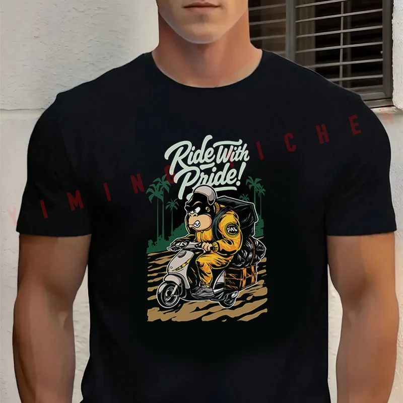 Cartoon Gorilla Rider Motorcycle Graphic T-Shirt Men‘s Cotton Summer Short-sleeved Casual Streetwear Tops Tee
Cartoon Gorilla Rider Motorcycle Graphic T-Shirt Men‘s Cotton Summer Short-sleeved Casual Streetwear Tops Tee