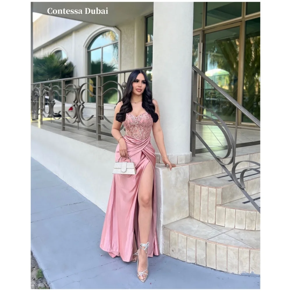 Sansa Dubai Pink Appliques Mermaid Prom Dresses Side Split Customized فساتين سهرة Long Train Cocktail Party robes de soirée
Sansa Dubai Pink Appliques Mermaid Prom Dresses Side Split Customized فساتين سهرة Long Train Cocktail Party robes de soirée