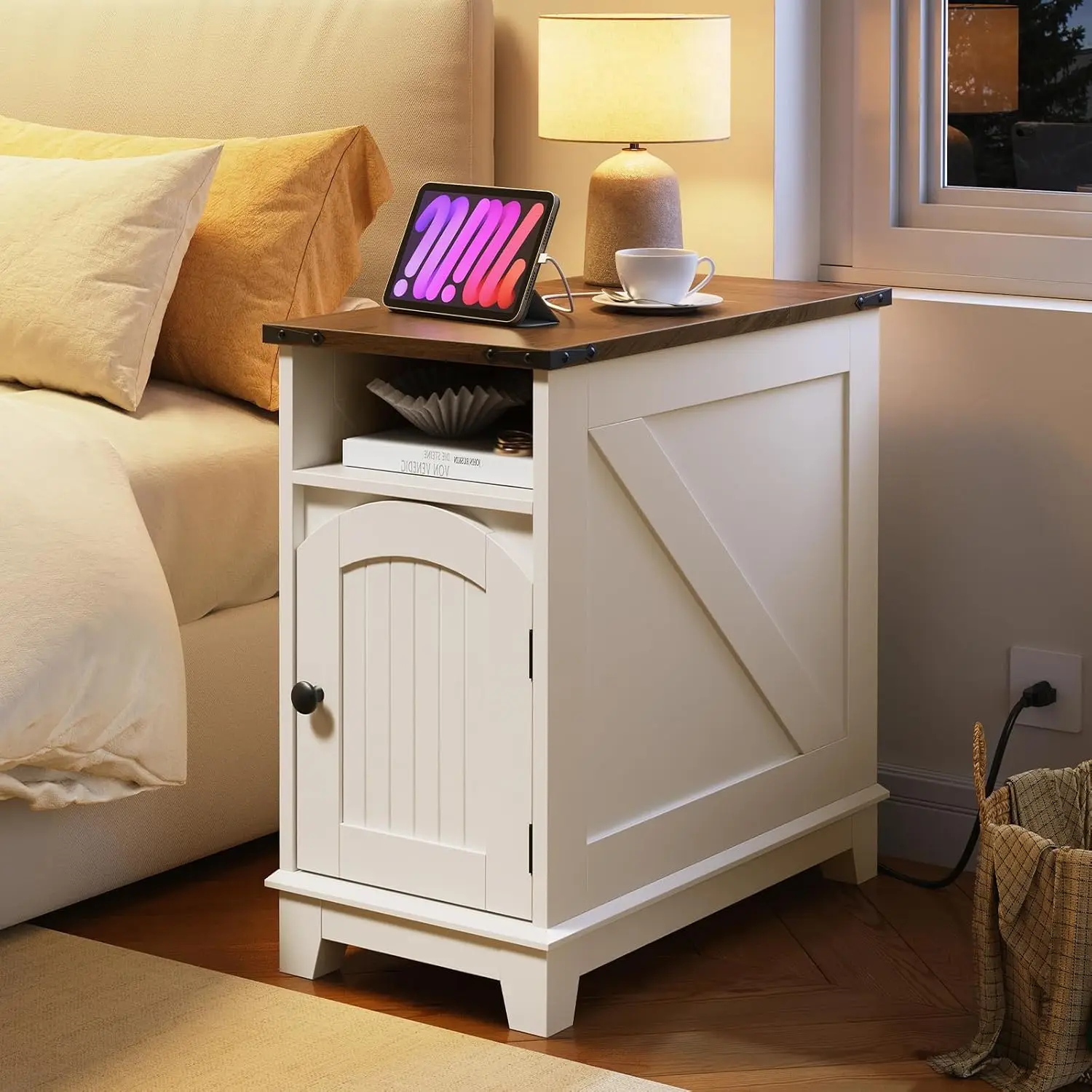 Narrow Farmhouse End Table with Charging Station, Slim Side Table for Living Room, Small Nightstand, Narrow End, Customized
Narrow Farmhouse End Table with Charging Station, Slim Side Table for Living Room, Small Nightstand, Narrow End, Customized