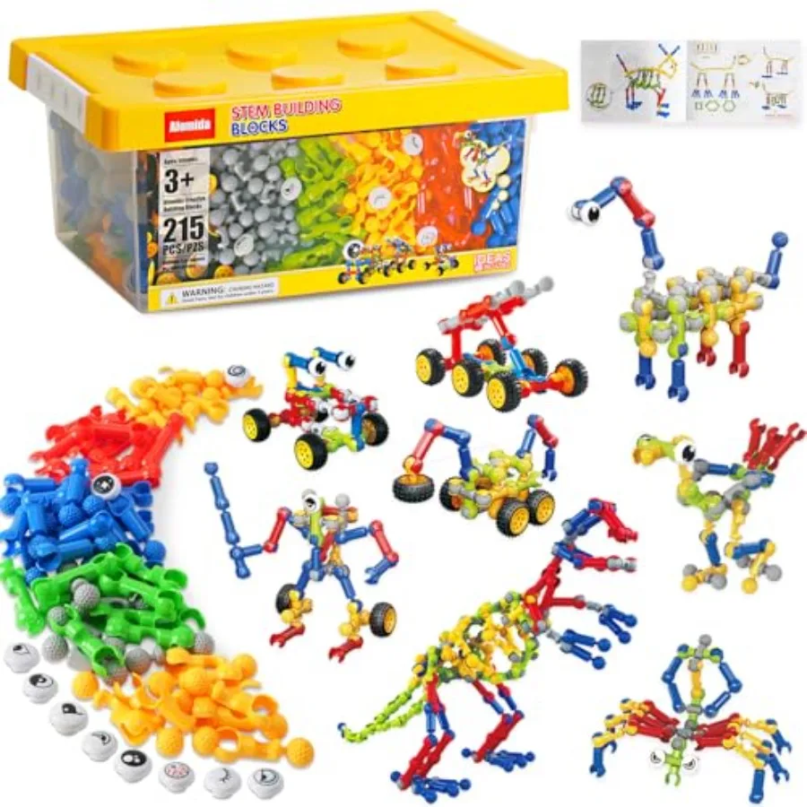 215 PCS Creative Building Blocks Playset Toy - Featuring Storage, Includes Dinosaur, Robot, Car, Spider, Dog Figure, Learning T
215 PCS Creative Building Blocks Playset Toy - Featuring Storage, Includes Dinosaur, Robot, Car, Spider, Dog Figure, Learning T