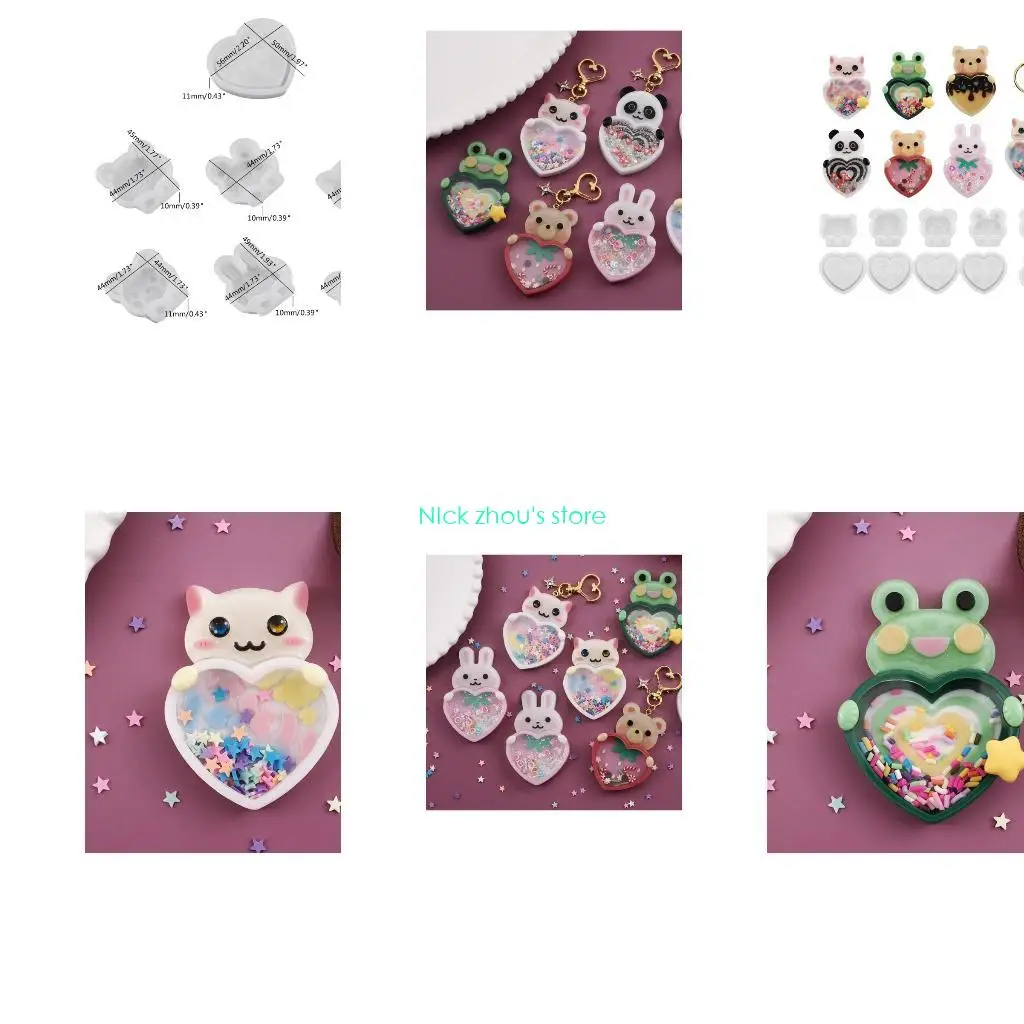 E15E Rabbit Bear and Heart Silicone Molds for DIY Shakeable Resin Jewelry
E15E Rabbit Bear and Heart Silicone Molds for DIY Shakeable Resin Jewelry