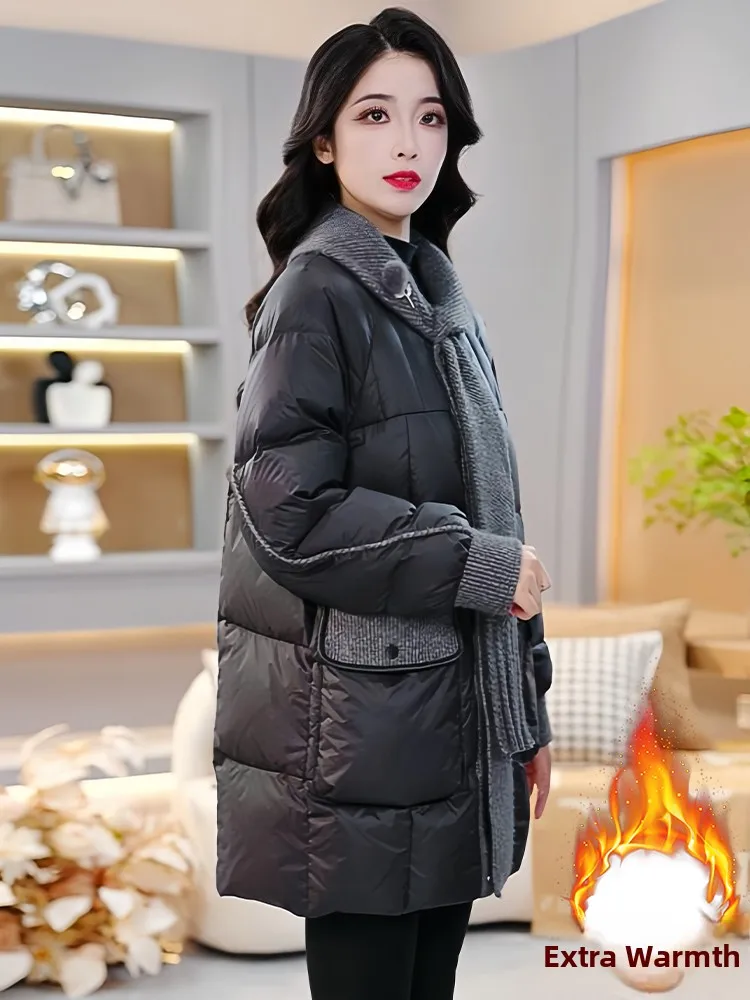 Women's Fce Lined down Cotton Jaet Thi Warm Coat with Scarf Collar Korean Sle Loose Fit Long Sve Single Button
Women's Fce Lined down Cotton Jaet Thi Warm Coat with Scarf Collar Korean Sle Loose Fit Long Sve Single Button