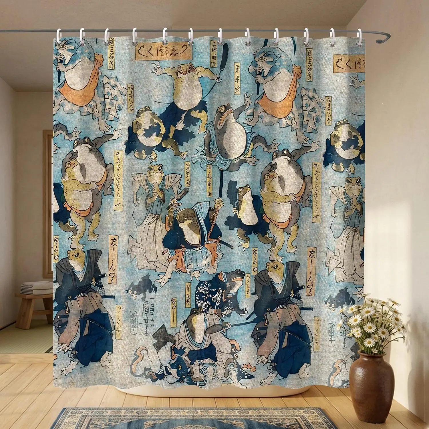 Vintage Blue Samurai Frog Shower Curtains,Folklore Japanese Shower Curtain for Bathroom,Funny Ninja Frog Japanese Art Bathroom
Vintage Blue Samurai Frog Shower Curtains,Folklore Japanese Shower Curtain for Bathroom,Funny Ninja Frog Japanese Art Bathroom