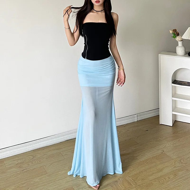 2025 New Vintge Sexy Ladies Solid Color High Waist Perspective Pleated Mermaid Skirts Y2K Summer Vacation Beach Bottom Outfits
2025 New Vintge Sexy Ladies Solid Color High Waist Perspective Pleated Mermaid Skirts Y2K Summer Vacation Beach Bottom Outfits