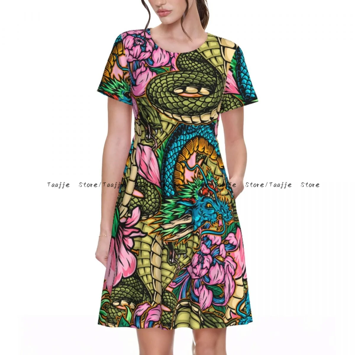 Summer Women Dress Vintage Poisonous Snakes Fantasy Dragons Casual Beach Holiday Short Sleeve Round Collar Woman Midi Dress
Summer Women Dress Vintage Poisonous Snakes Fantasy Dragons Casual Beach Holiday Short Sleeve Round Collar Woman Midi Dress