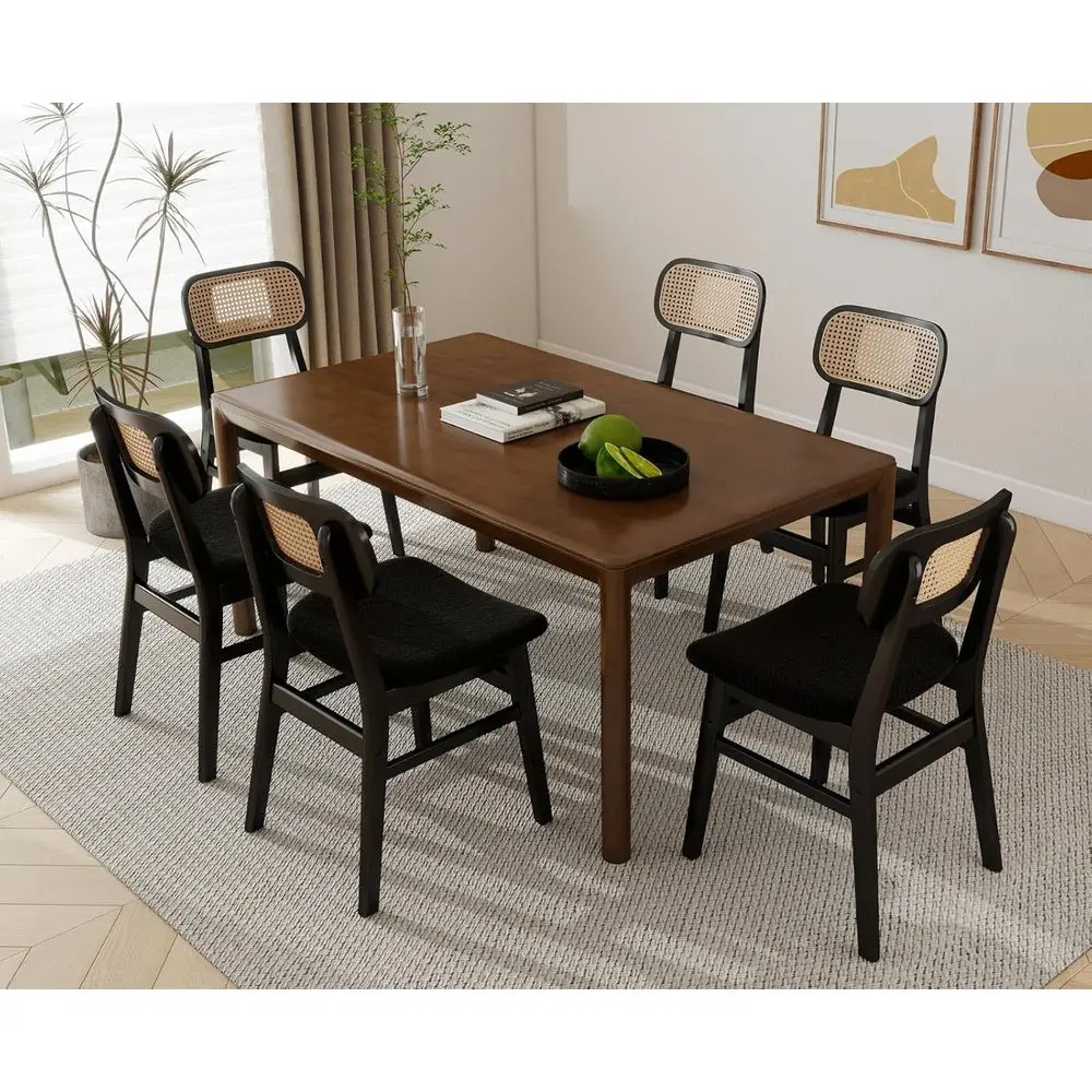 6-Piece Rattan Dining Chair Set: Upholstered Cane Back Chairs for Modern Kitchen and Restaurant, Black
6-Piece Rattan Dining Chair Set: Upholstered Cane Back Chairs for Modern Kitchen and Restaurant, Black