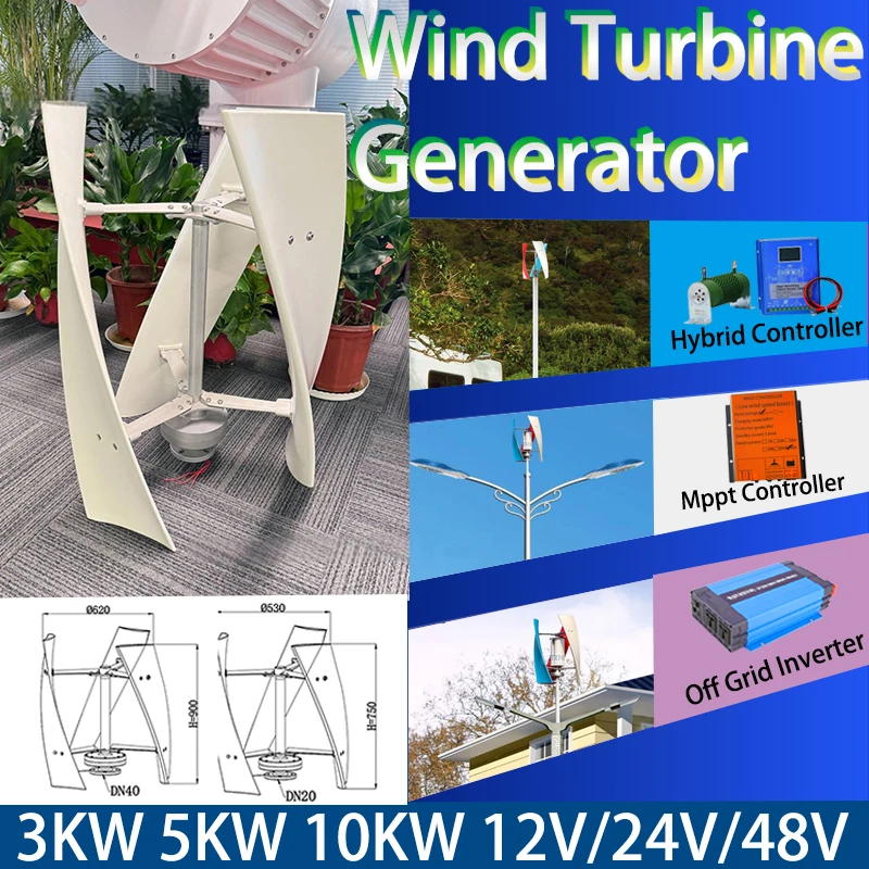 3KW 5KW Vertical Axis Maglev Wind Turbine Free Energy Household Wind Turbine Low Speed Low Noise With MPPT Hybrid Controller
3KW 5KW Vertical Axis Maglev Wind Turbine Free Energy Household Wind Turbine Low Speed Low Noise With MPPT Hybrid Controller
