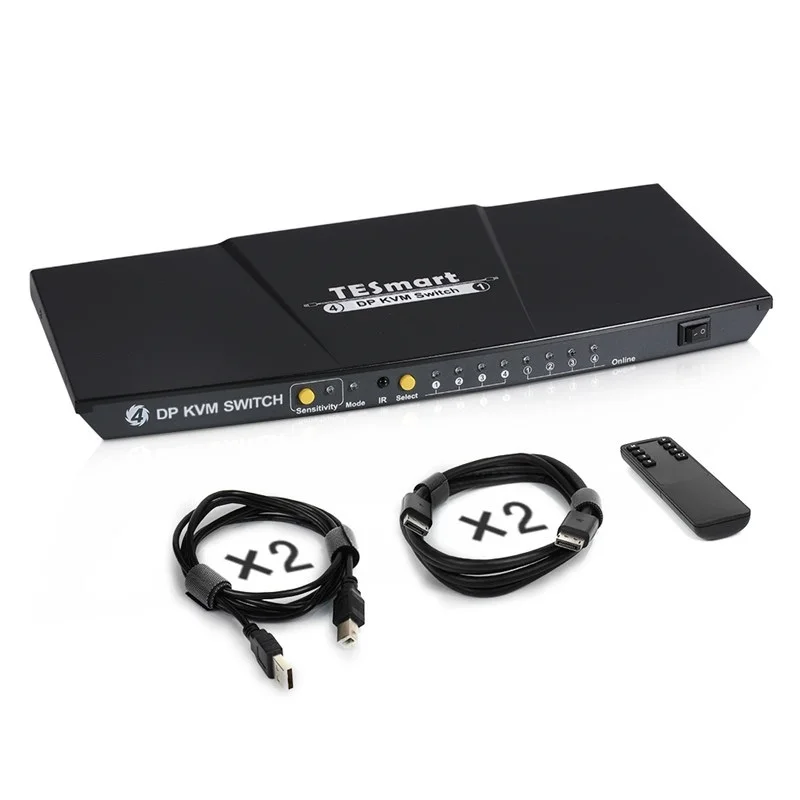TESmart 4 Port DisplayPort 1.2 KVM Switch 4K60Hz With USB Hub 4 Switching Methods 4x1 DP KVM Switch
TESmart 4 Port DisplayPort 1.2 KVM Switch 4K60Hz With USB Hub 4 Switching Methods 4x1 DP KVM Switch