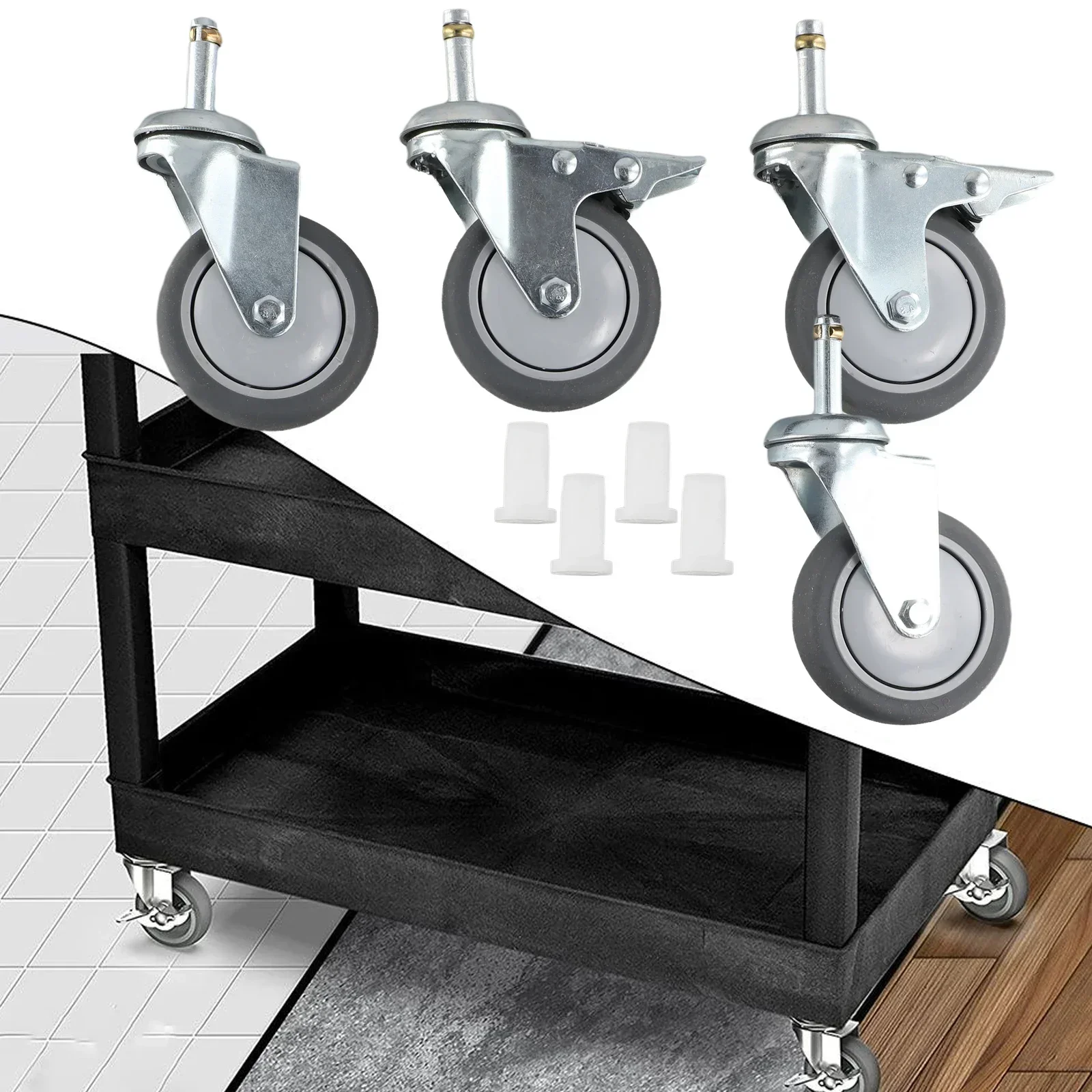 Rubber Swivel Casters Stem Mount Thermoplastic Rubber Trolley Casters 3 Inch 4pcs 7/16" Stem Diameter Casters
Rubber Swivel Casters Stem Mount Thermoplastic Rubber Trolley Casters 3 Inch 4pcs 7/16" Stem Diameter Casters