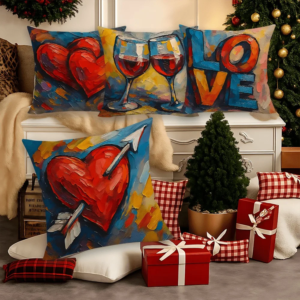 Vibrant LOVE & Heart Pillowcase: Abstract Oil Painting Pattern Cushion Cover for Romantic Sofa Bedroom Home Decor
Vibrant LOVE & Heart Pillowcase: Abstract Oil Painting Pattern Cushion Cover for Romantic Sofa Bedroom Home Decor