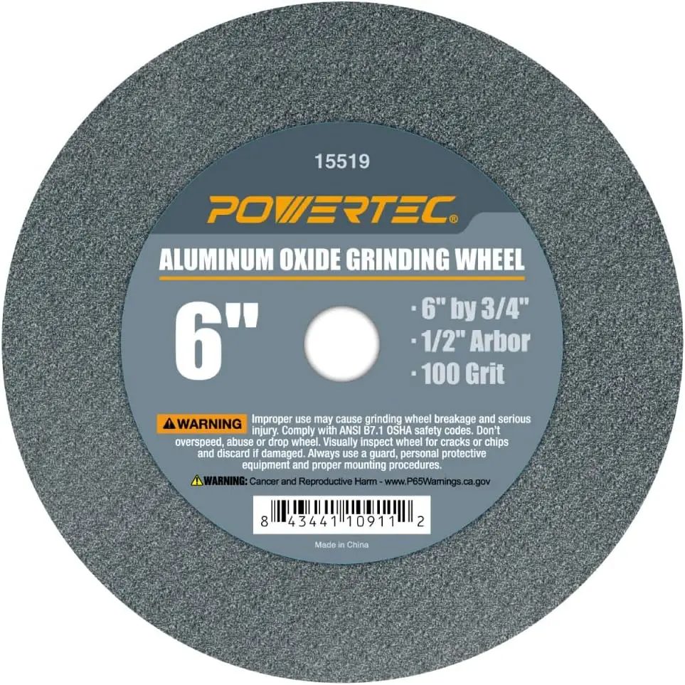 6 Inch 100 Grit Aluminum Oxide Grinding Wheel, 3/4" Thick 1/2" Arbor for Bench Grinder, Sharpening Drill Bits, Blade, Chisel
6 Inch 100 Grit Aluminum Oxide Grinding Wheel, 3/4" Thick 1/2" Arbor for Bench Grinder, Sharpening Drill Bits, Blade, Chisel