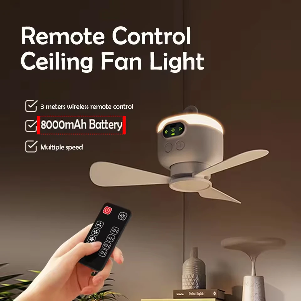 Ceiling Fan Portable Camping Tent 8000mah Ceiling Canopy Fan Rechargeable Wireless Fan Air Circulators with Remote Control Light
Ceiling Fan Portable Camping Tent 8000mah Ceiling Canopy Fan Rechargeable Wireless Fan Air Circulators with Remote Control Light