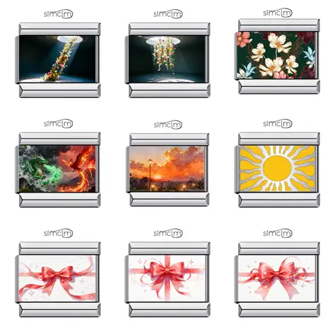 Bracelet Link Sweet Bow Flower Italian Charm Link Fit 9mm Stainless Steel Jewelry DIY Making Bracelet Gif