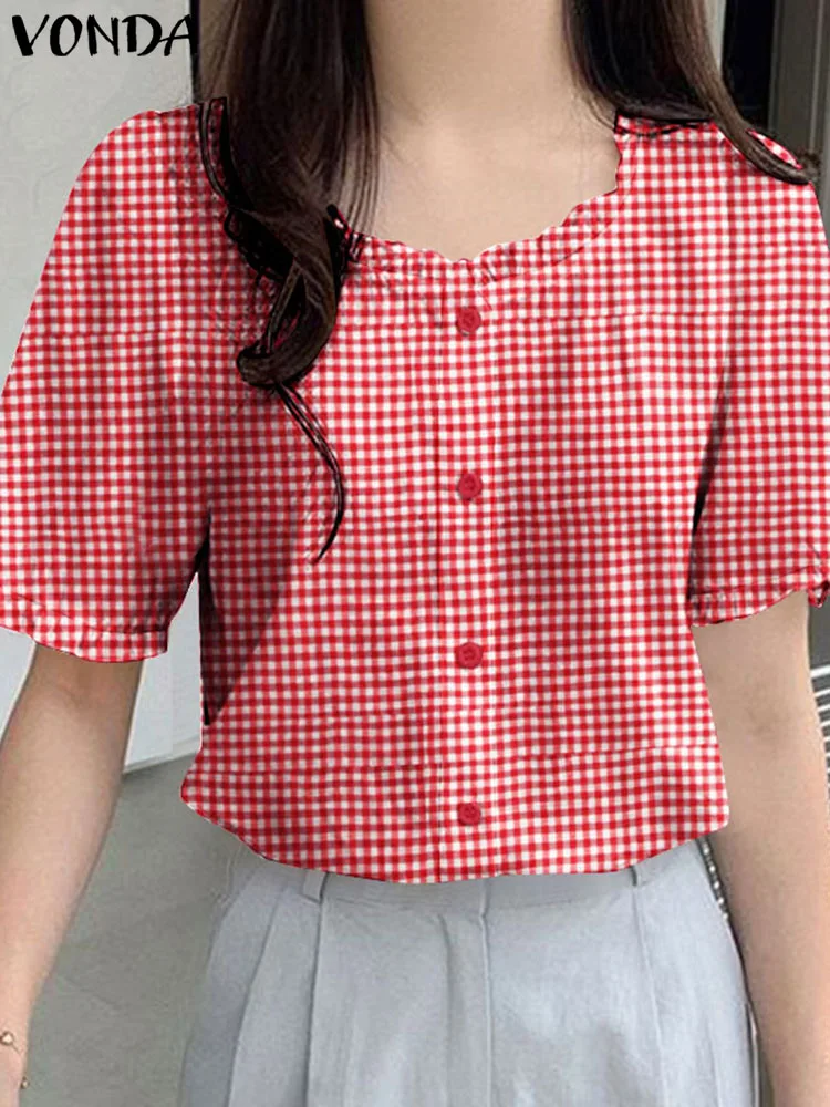 VONDA Women Plaid Shirts Fashion Summer Casual Short Puff Sleeve Blouse 2024 Bohemian Loose Tunic Tops O-Neck Vintage Blusas
VONDA Women Plaid Shirts Fashion Summer Casual Short Puff Sleeve Blouse 2024 Bohemian Loose Tunic Tops O-Neck Vintage Blusas