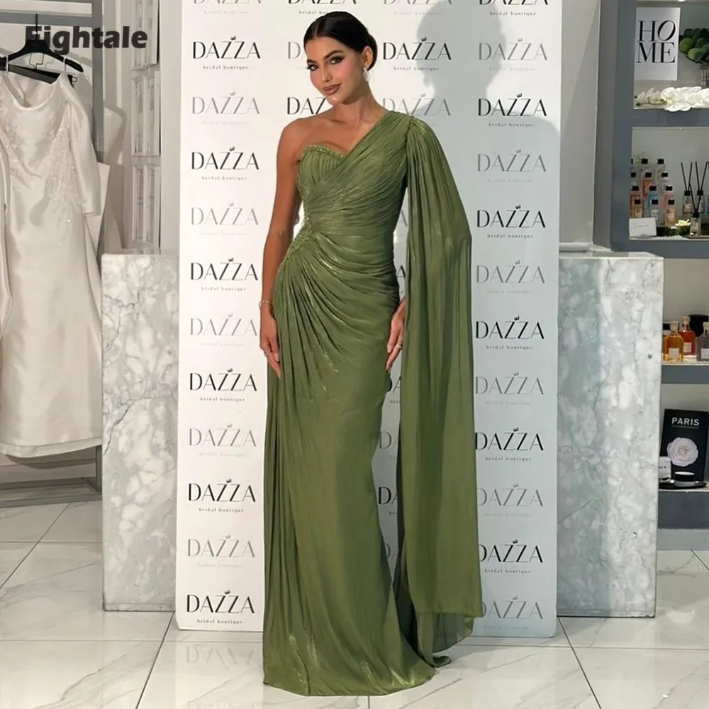 Eightale Arabic Evening Dress One Shoulder Pleats Crepe Customized Green Muslim Prom Wedding Party Gown
Eightale Arabic Evening Dress One Shoulder Pleats Crepe Customized Green Muslim Prom Wedding Party Gown