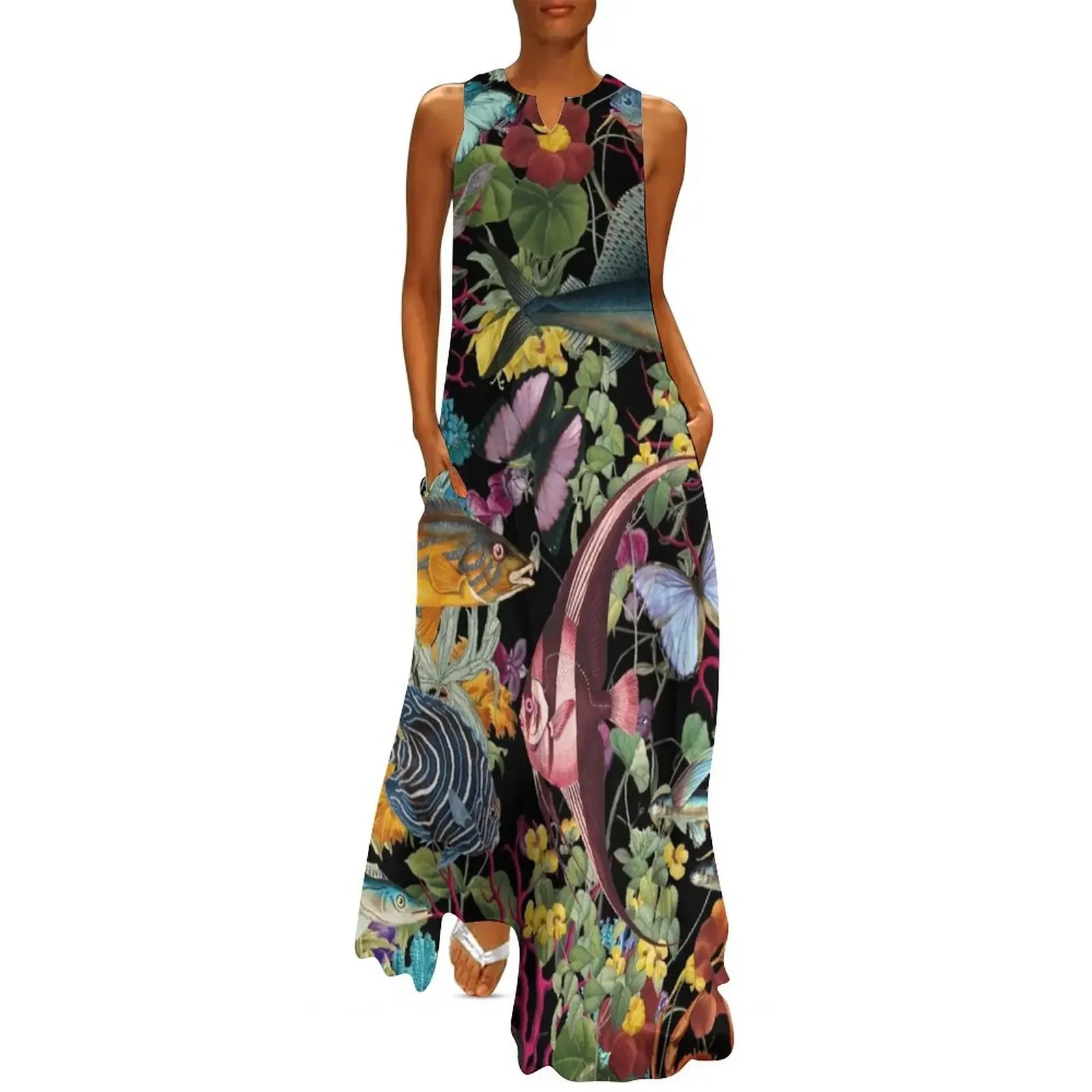 Vintage Floral Ocean on Black Long Dress dress elegant chic wedding evening dresses elegant women's dresses sale Dress
Vintage Floral Ocean on Black Long Dress dress elegant chic wedding evening dresses elegant women's dresses sale Dress