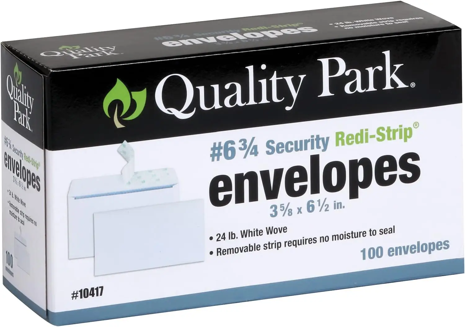 Self-Seal Security Envelopes #6 3/4 with Redi-Strip Closure, 24-lb White Wove, 3-5/8 x 6-1/2, 100/Box for Business Mail
Self-Seal Security Envelopes #6 3/4 with Redi-Strip Closure, 24-lb White Wove, 3-5/8 x 6-1/2, 100/Box for Business Mail