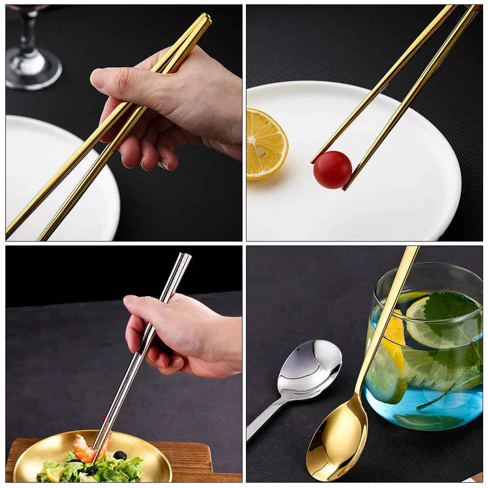 2 set Stainless Steel Chopstick Spoon Set Korean Hollow Heat Insulation Long Handle Bending Resistant Sushi
2 set Stainless Steel Chopstick Spoon Set Korean Hollow Heat Insulation Long Handle Bending Resistant Sushi