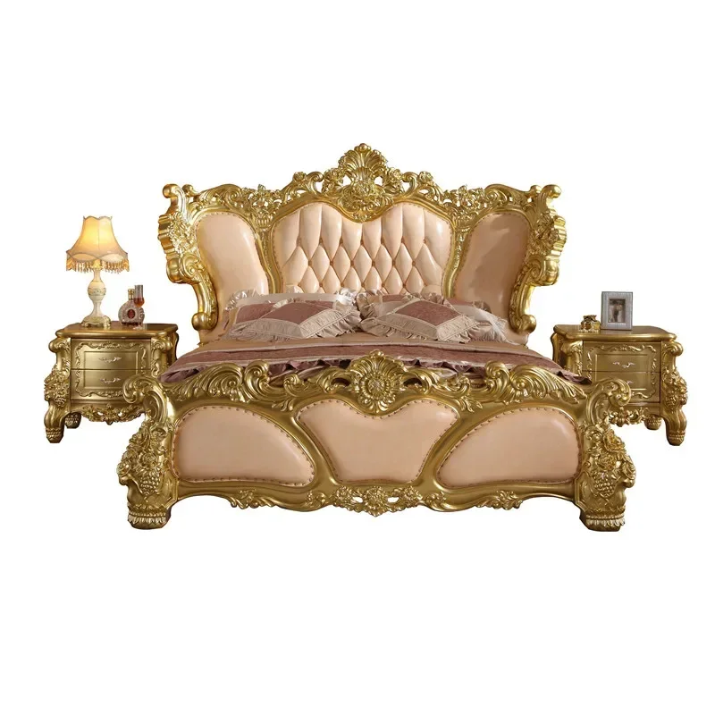 European-style Luxury Villa 2m Big Bed Solid Wood Carved First Layer Cowhide Luxury Hotel Bed
European-style Luxury Villa 2m Big Bed Solid Wood Carved First Layer Cowhide Luxury Hotel Bed