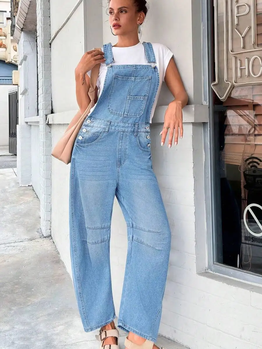 Womens Denim Bib Overalls With Adjustable Straps Barrel Leg Jumpsuit Casual Daily Pants
Womens Denim Bib Overalls With Adjustable Straps Barrel Leg Jumpsuit Casual Daily Pants