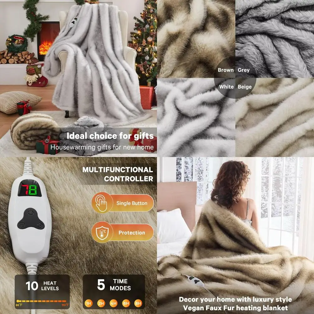 Роскошное электрическое одеяло из искусственного меха, 50x60, 10 уровней нагрева, 8 часов автоматического выключения, плюшевое уютное тепло на зиму
Роскошное электрическое одеяло из искусственного меха, 50x60, 10 уровней нагрева, 8 часов автоматического выключения, плюшевое уютное тепло на зиму