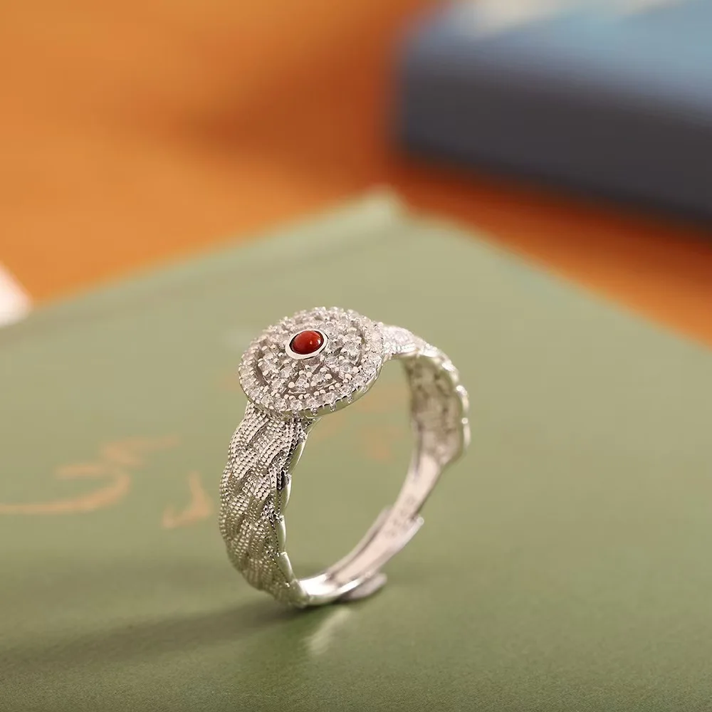 New style inlaid with southern red agate ring lace twist women's opening adjustable ring
New style inlaid with southern red agate ring lace twist women's opening adjustable ring