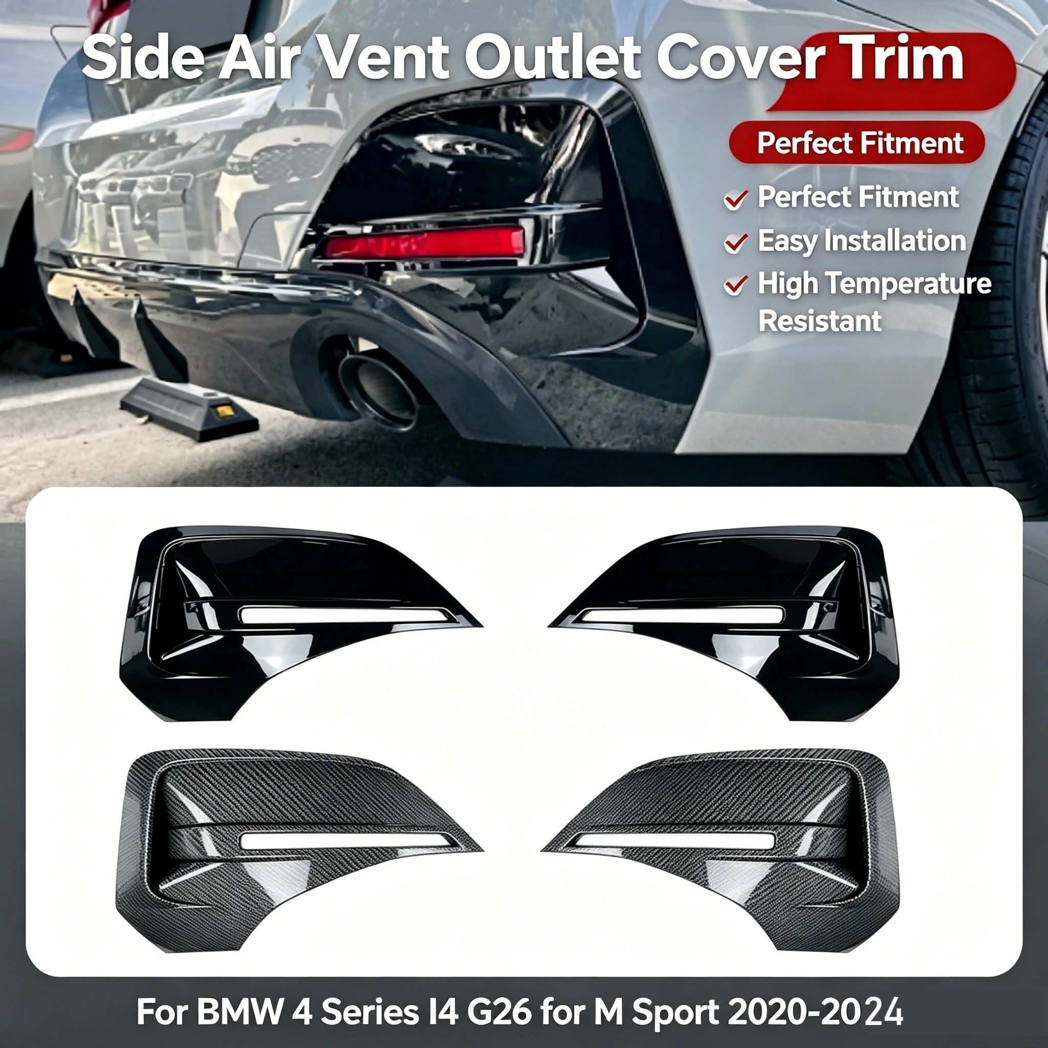 Side Air Vent Outlet Cover Trim for BMW 4 Series I4 G26 2020-2024 for M Sport Car Rear Bumper Lip Spoiler Accessories Tuning
Side Air Vent Outlet Cover Trim for BMW 4 Series I4 G26 2020-2024 for M Sport Car Rear Bumper Lip Spoiler Accessories Tuning