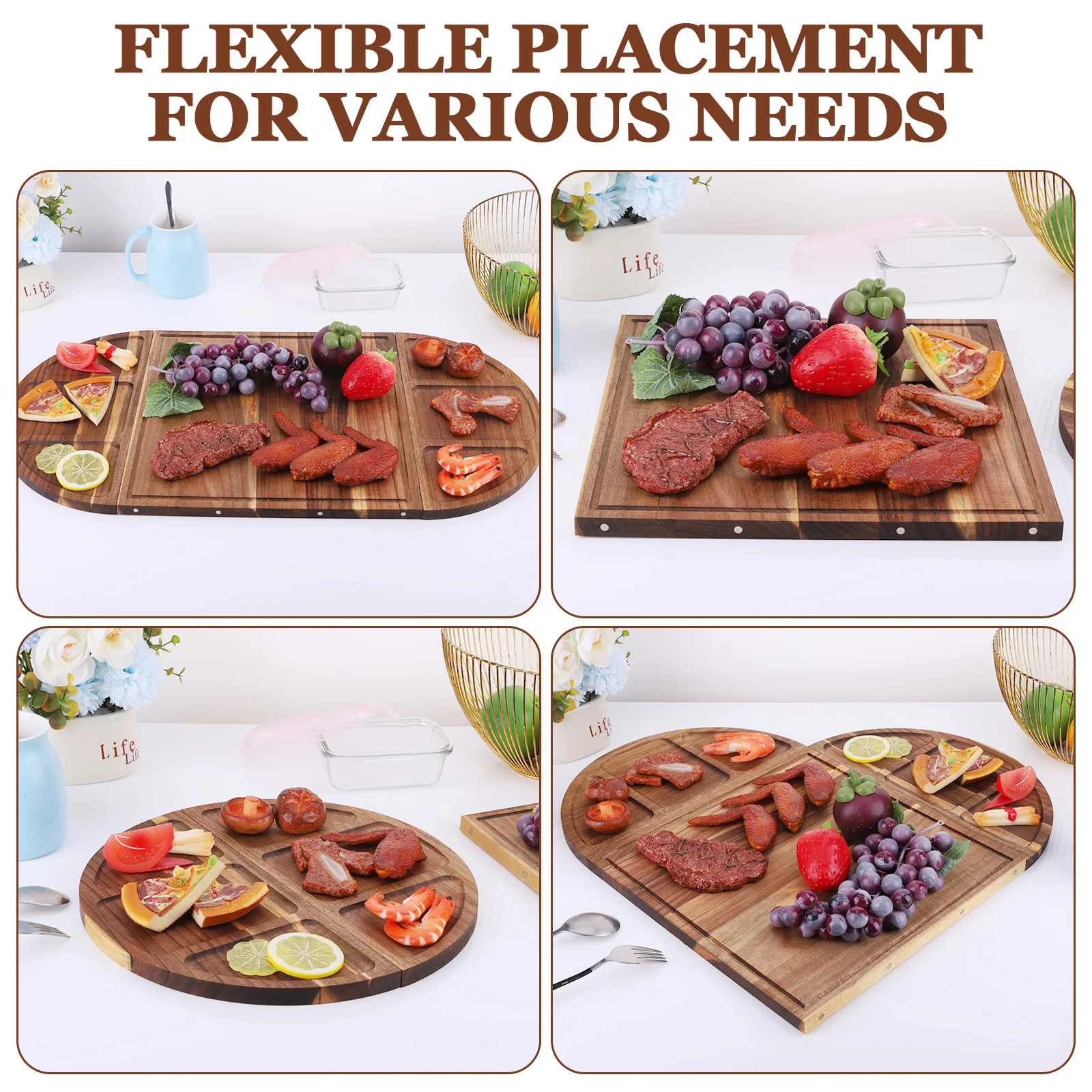 Acacia Wood Serving Tray Multi-Function Charcuterie Board with Grooves Food Tray Magnetic for Fruits Vegetables Breakfast in Bed
Acacia Wood Serving Tray Multi-Function Charcuterie Board with Grooves Food Tray Magnetic for Fruits Vegetables Breakfast in Bed