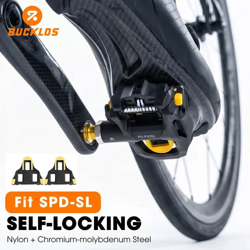 BUCKLOS for SPD-SL System Pedals Profession Road Bike Lock-On Pedal Durable Wear-resistant Bicycle Pedal with Lock Cleats
BUCKLOS for SPD-SL System Pedals Profession Road Bike Lock-On Pedal Durable Wear-resistant Bicycle Pedal with Lock Cleats