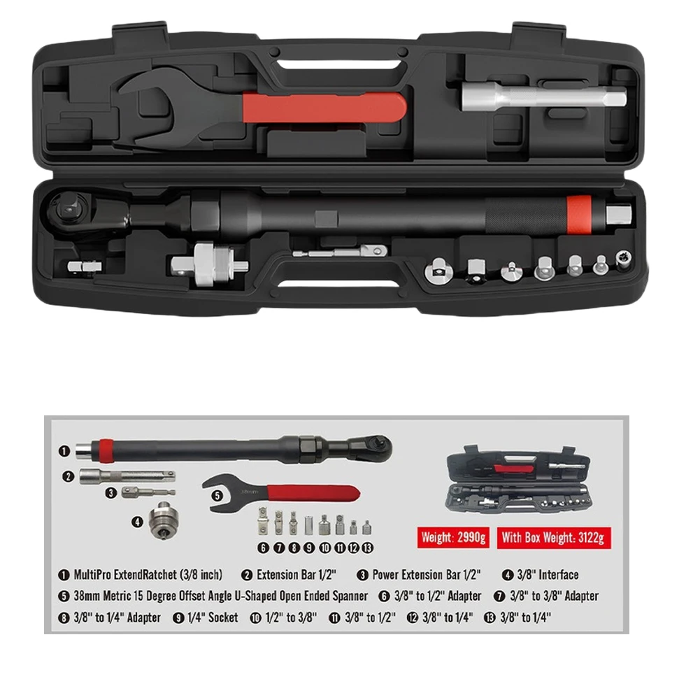 1x Heavy Duty Ratchet Wrench Set With Extension Bar For Tight Spaces 3/8 1/2inch Three-in-One High Torque Output Ratchet Wrench
1x Heavy Duty Ratchet Wrench Set With Extension Bar For Tight Spaces 3/8 1/2inch Three-in-One High Torque Output Ratchet Wrench