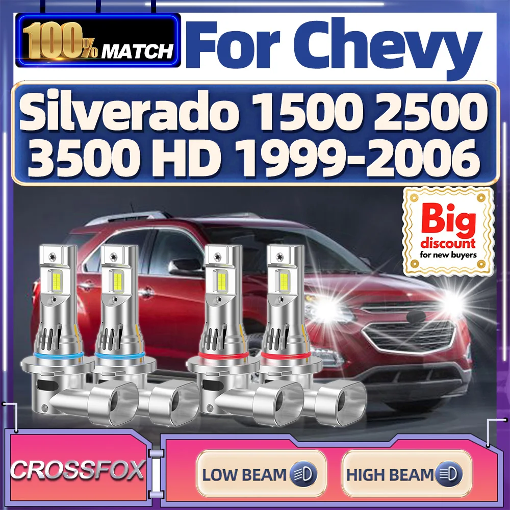 CROSSFOX【Для Chevy Silverado 1500 2500 3500 HD 1999-2006】Turbo Canbus Автомобильные светодиодные лампы для фар Ультра яркие ампулы для фар
CROSSFOX【Для Chevy Silverado 1500 2500 3500 HD 1999-2006】Turbo Canbus Автомобильные светодиодные лампы для фар Ультра яркие ампулы для фар