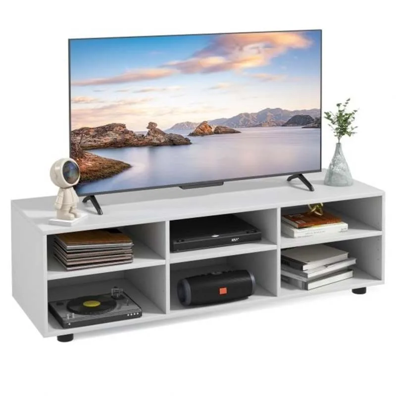 TV Stand for TV up to 55 Inch with 6 Storage Compartments-White
TV Stand for TV up to 55 Inch with 6 Storage Compartments-White