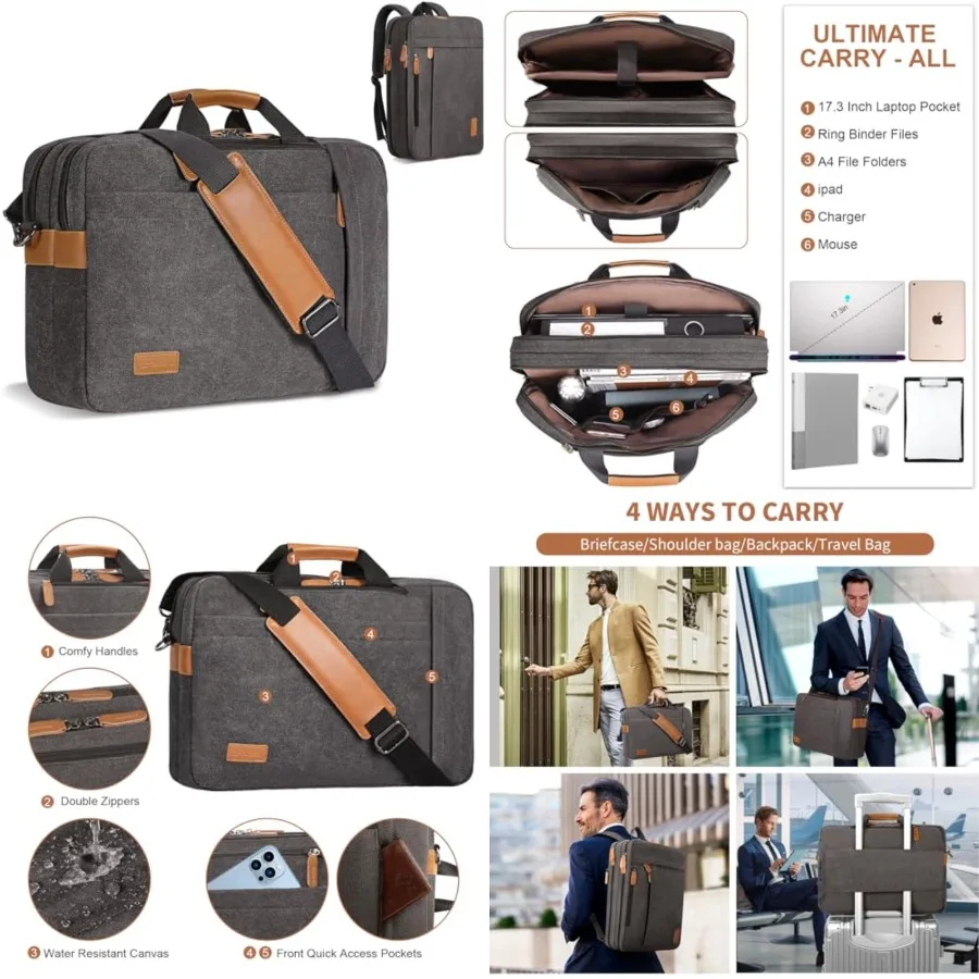 Laptop Computer Bag for Men 3 In 1, 17-17.3 Inch Laptop Messenger Bag for Business/Work/Travel, Convertible Backpack Briefcase
Laptop Computer Bag for Men 3 In 1, 17-17.3 Inch Laptop Messenger Bag for Business/Work/Travel, Convertible Backpack Briefcase