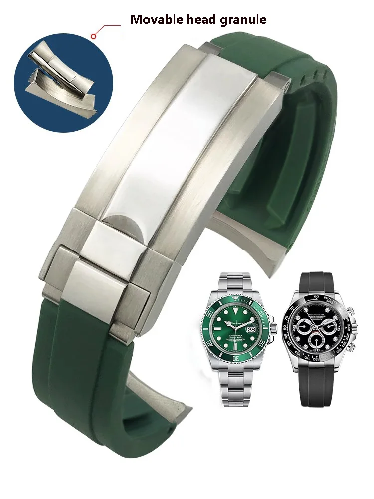 Steel Head Rubber Watch Strap for Rolex Water Ghost Submariner GMT OYSTERFLEX Omega Iwc Fine Adjustment Watch Buckle Band 20mm
Steel Head Rubber Watch Strap for Rolex Water Ghost Submariner GMT OYSTERFLEX Omega Iwc Fine Adjustment Watch Buckle Band 20mm