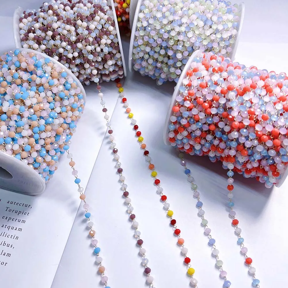 1meter 3mm Crystal Beaded Chain Glass Crystal Beads Copper Chains Accessories for DIY Necklace Bracelet Jewelry Making Component 
1meter 3mm Crystal Beaded Chain Glass Crystal Beads Copper Chains Accessories for DIY Necklace Bracelet Jewelry Making Component