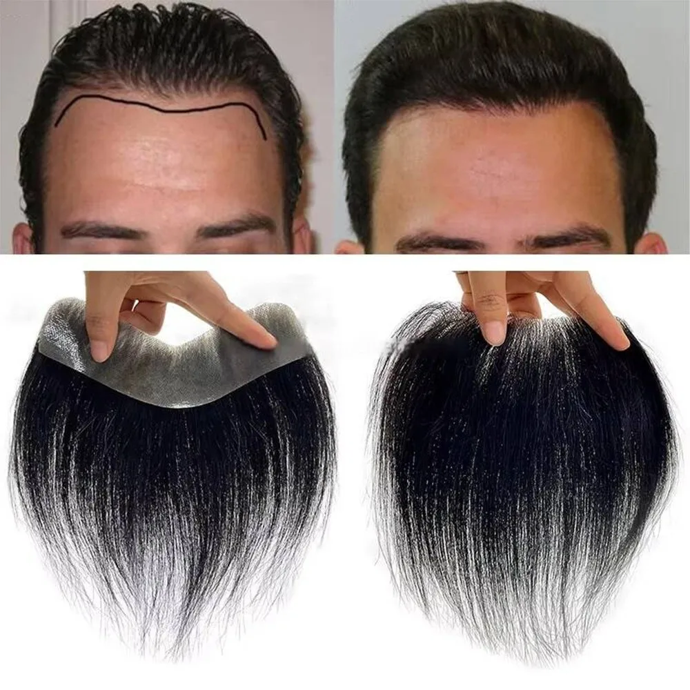 Men's V Frontal Toupee Hairpiece Thin Skin PU 0.04mm 1B Black Human Hair Wigs for Women Front Hair Replacement System 6inch Long
Men's V Frontal Toupee Hairpiece Thin Skin PU 0.04mm 1B Black Human Hair Wigs for Women Front Hair Replacement System 6inch Long