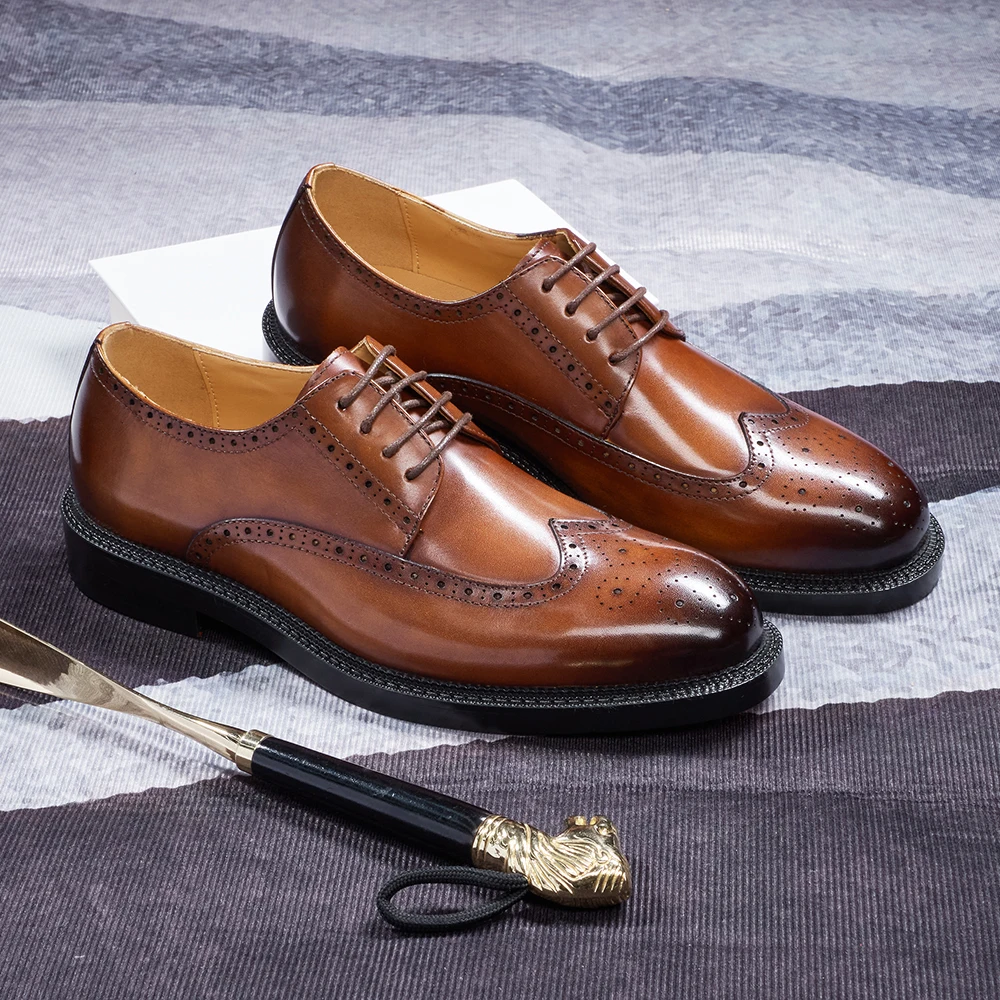 Handcrafted Mens Oxford Shoes Genuine Calfskin Leather Brogue Dress Shoes Classic Business Formal Shoes Man
Handcrafted Mens Oxford Shoes Genuine Calfskin Leather Brogue Dress Shoes Classic Business Formal Shoes Man