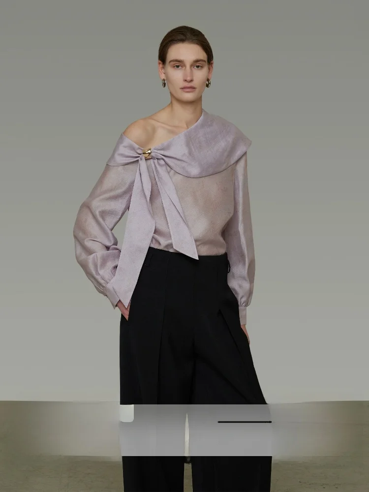 Pastel Purple Women's Long Sleeve Shirt Loose Fit Shoulder Bared Autumn Style Comfortable Commute Fashion Small Batch Design
Pastel Purple Women's Long Sleeve Shirt Loose Fit Shoulder Bared Autumn Style Comfortable Commute Fashion Small Batch Design