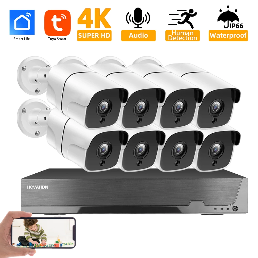 Tuya HD 4K 8CH POE NVR Security Camera System Outdoor Audio 8MP CCTV IP Bullet Camera video Surveillance System 4CH POE NVR Kit
Tuya HD 4K 8CH POE NVR Security Camera System Outdoor Audio 8MP CCTV IP Bullet Camera video Surveillance System 4CH POE NVR Kit