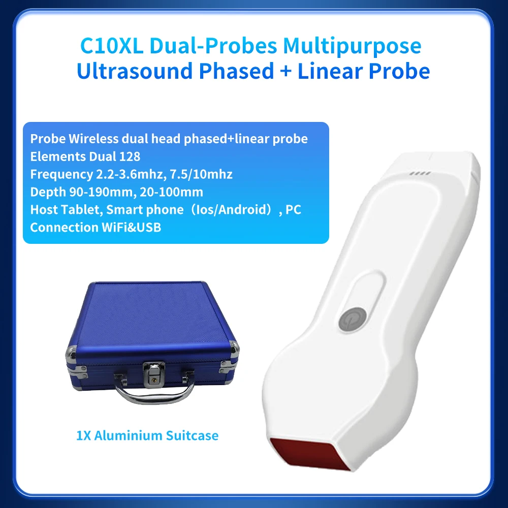 128E Wireless Cardiovascular Ultrasound Multipurpose Dual Head Linear+Cardiac Ultrasound Probe Support IOS Android Windows
128E Wireless Cardiovascular Ultrasound Multipurpose Dual Head Linear+Cardiac Ultrasound Probe Support IOS Android Windows