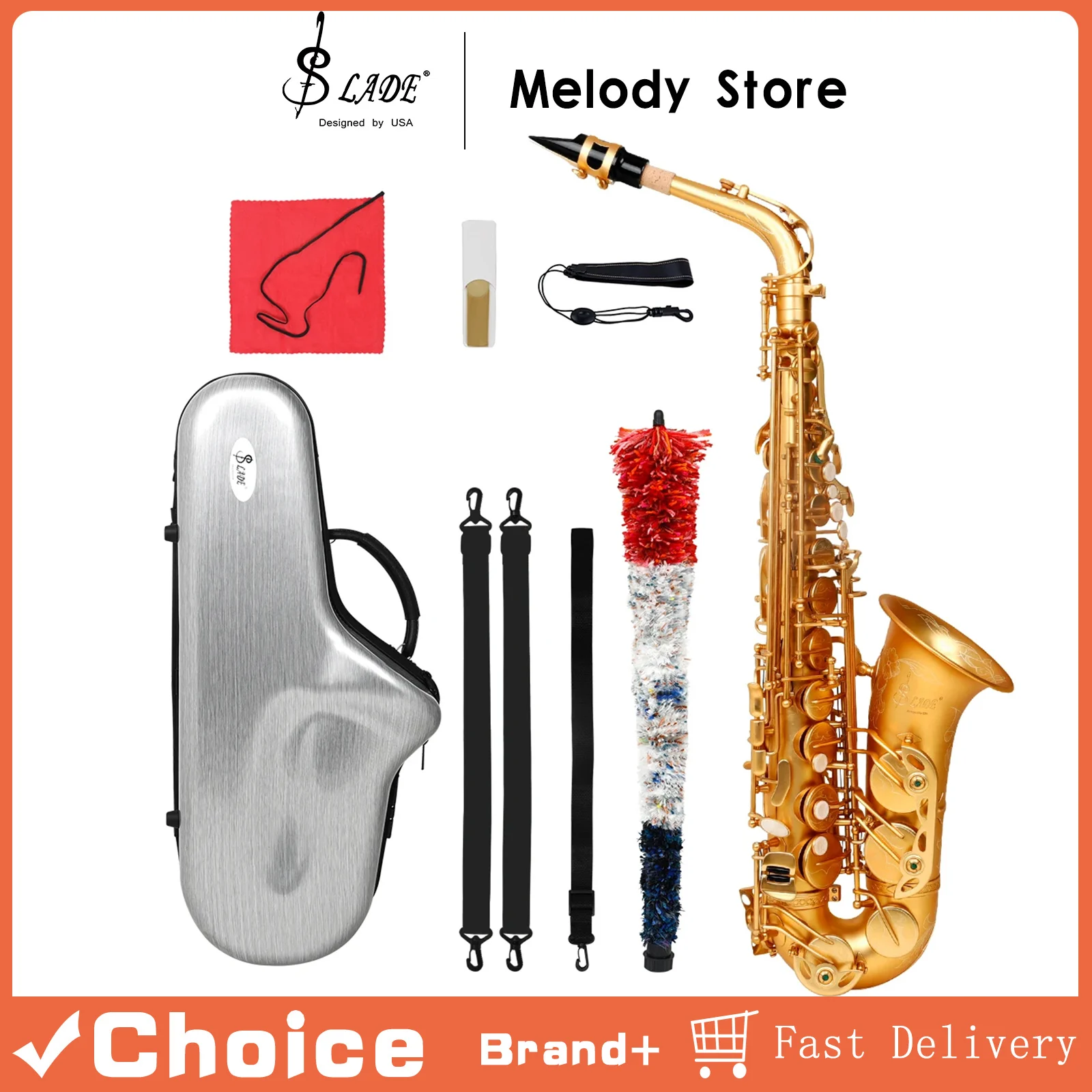SLADE Alto Saxophone Eb Brass Matte Gold Premium Patterned Saxophone Professional Woodwind Instrument With Accessories
SLADE Alto Saxophone Eb Brass Matte Gold Premium Patterned Saxophone Professional Woodwind Instrument With Accessories
