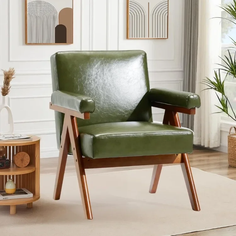 Mid-Century Modern Accent Chair,PU Leather Green Accent Chair with Solid Wood Frame,Upholstered Lounge Arm Chair with
Mid-Century Modern Accent Chair,PU Leather Green Accent Chair with Solid Wood Frame,Upholstered Lounge Arm Chair with