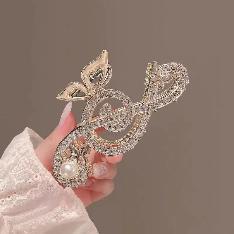 Fashhion Rhinestone Musical Note Temperament Metal Clamp Disk Hair Shark Clip Summer Popular Hair Catches Accessories For Women
Fashhion Rhinestone Musical Note Temperament Metal Clamp Disk Hair Shark Clip Summer Popular Hair Catches Accessories For Women