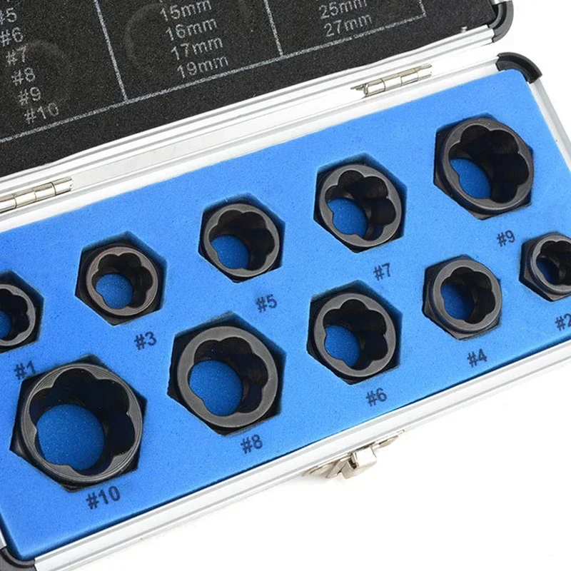 10Pcs Damaged Nut Bolt Remover 9-19Mm Car Garage Mechanics Equipment Tool Extractor Threading Hand Tools Kit For Home
10Pcs Damaged Nut Bolt Remover 9-19Mm Car Garage Mechanics Equipment Tool Extractor Threading Hand Tools Kit For Home